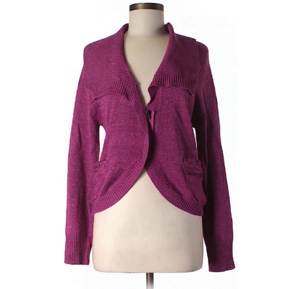 Tulle Magenta Wool Blend Cardigan Sweater